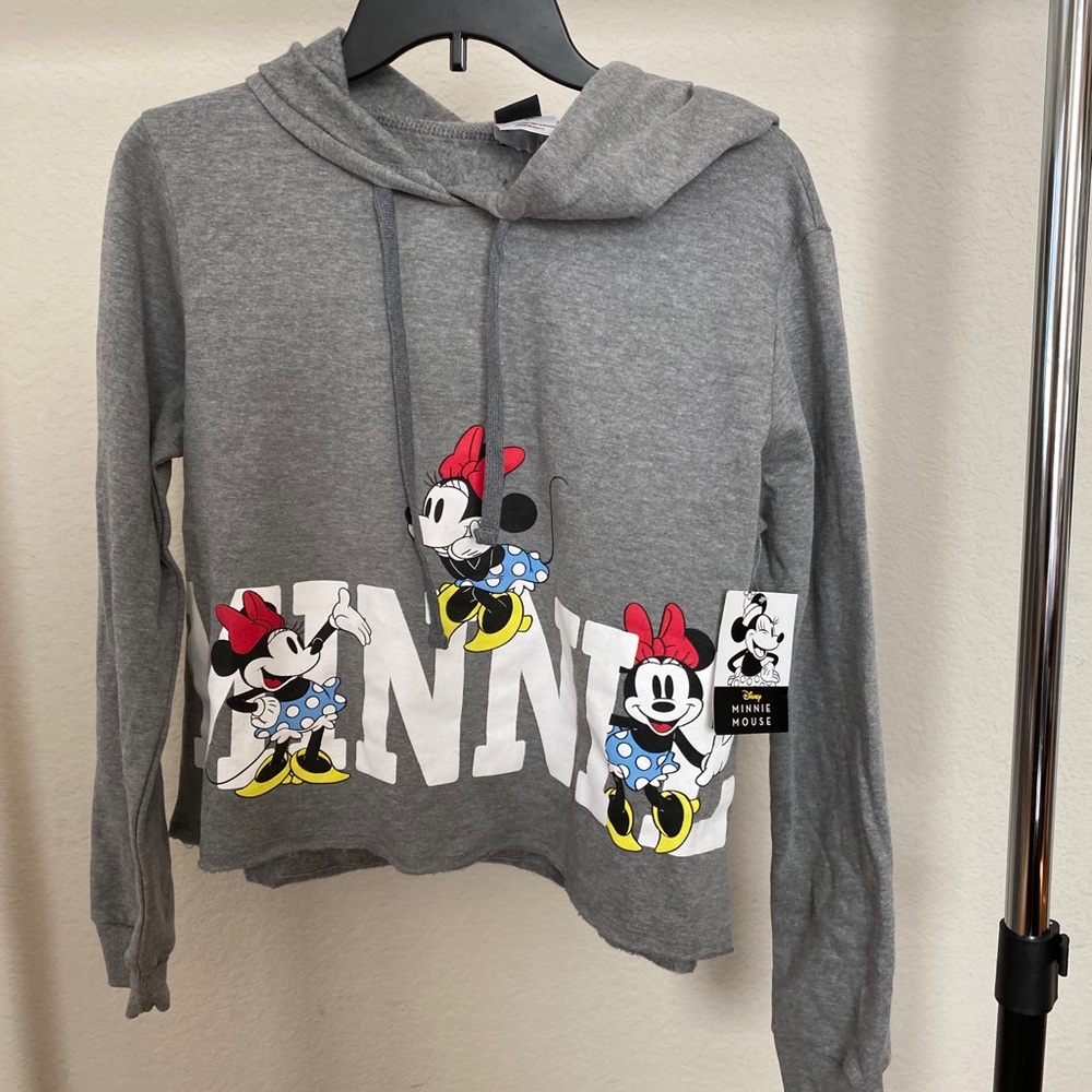 Disneys Minnie Grey Crop Hoodie